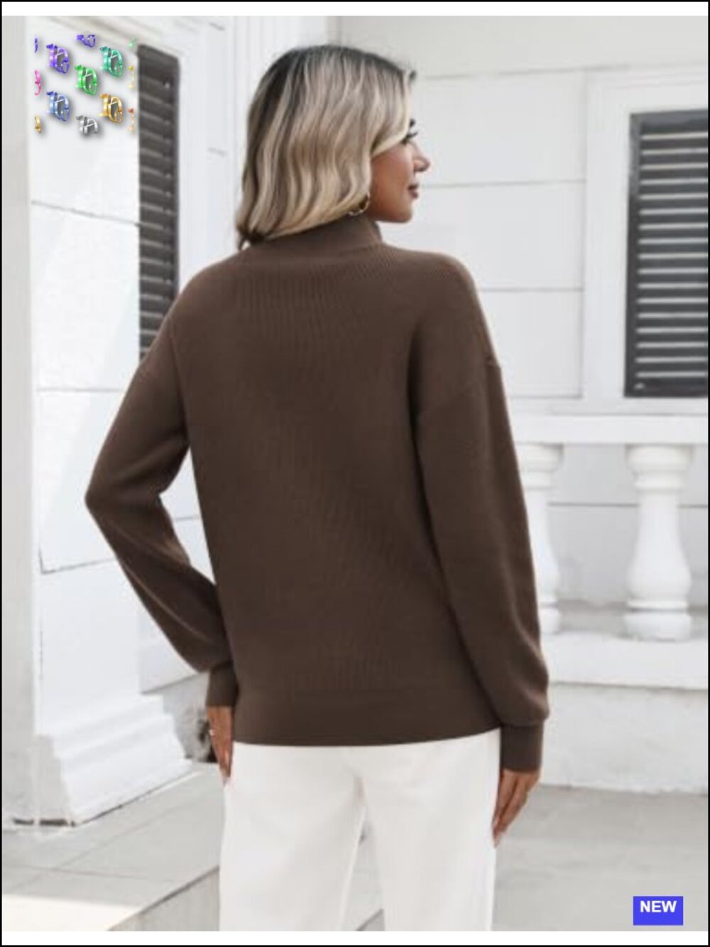 Women's Quarter Zip Knit Pullover Sweater V-Neck Long Sleeve Business Casual - Picture 3 of 6